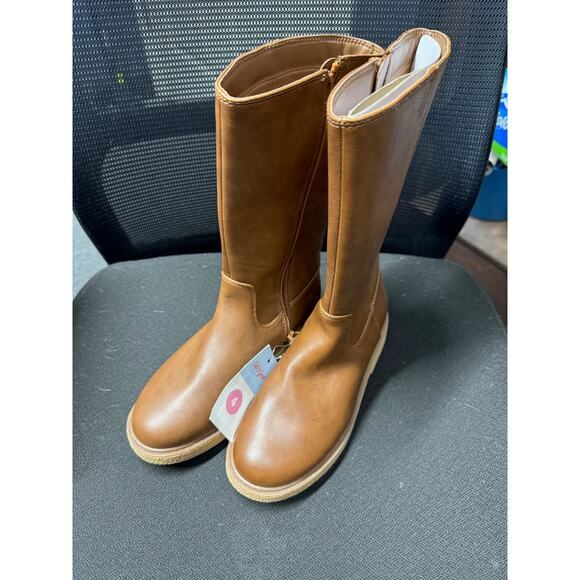 NWT Girls Cat & Jack Cognac Alaina Riding Boots - Size 4 - Picture 1 of 4